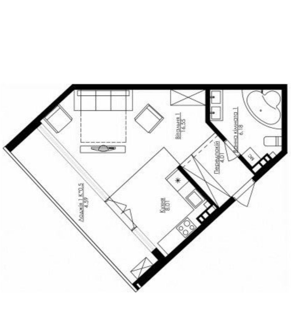 Однокомнатные апартаменты в KANDINSKY Odessa Residence